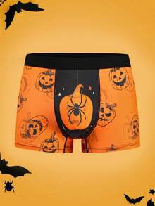 Notgurli Halloween Pumpkin Men's Boxer Briefs, Funny Pumpkin Head Print Boys' Comfortable Shorts - Multicolor - View 1