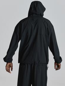 Musero Sport Elevated Minimal Runing Jacket Back Storm Flap Bungee Cord Adjuster In Hem Spring Summer Sports Activewear - Black - View 5