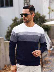Manfinity Homme Men's Colorblock Casual Daily Long Sleeve Sweater - Multicolor - View 5