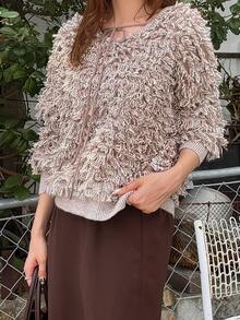 FRIFUL Women's Autumn Special Knit Tie-Front Sweater - Apricot - View 5