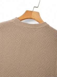 Manfinity Homme Men's Solid Color Crew Neck Casual Versatile Knit Vest - Khaki - View 6