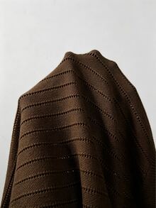 SHEIN Asymmetrical One Shoulder Knit Pullover Coffee Brown Loose Drop Shoulder Sweater For Autumn Brunch French Casual - Coffee Brown - View 6