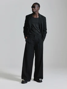 Musero Oversized Tailored Trouser With Side Adjusters Baggy Fit Zipper Fastening Co Ord Trousers Only Autum Winter Essentials - Black - View 1