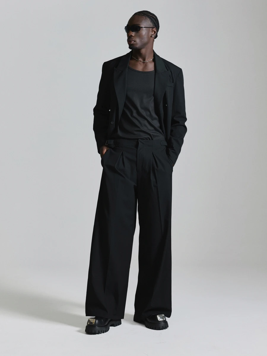 Musero Oversized Tailored Trouser With Side Adjusters Baggy Fit Zipper Fastening Co Ord Trousers Only Autum Winter Essentials - Black - View 1