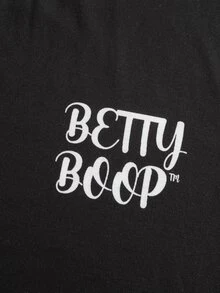Betty Boop x SHEIN Men's Cartoon Print Short Sleeve T-Shirt For Daily Wear - Black - View 7