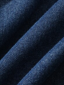 FRIFUL Gaun Denim Kasual Musim Panas Wanita dengan Kancing Tunggal - Biru - View 3