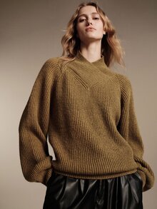 Anewsta Essential Women's Loose Fit Slimming High Neck Sweater Top, Autumn/Winter New Style - Green - View 3