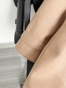 SHEIN 女童冬季外套，卡其色連帽單排扣時尚夾克，適合休閒日常穿著 - 卡其色 - 查看 5