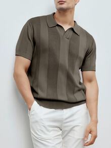 Manfinity CityGents 男士純色短袖 Polo 領休閒針織上衣 - 咖啡棕 - 查看 1