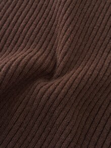 Maweii Plus Size Women's Knit Dress High Neck Petal Sleeve Slimming Fashion Dress - Coffee Brown - View 7