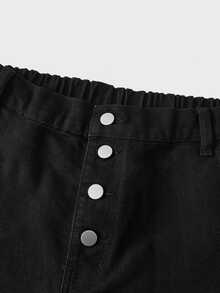 EASEVO Men's Plus Size Black Washed Elastic Waist Long Pants - Black - View 4