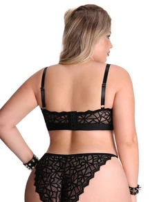 AltBold Romantic Lace Plus Size Lingerie Set 2pcs - Black - View 2