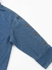 SHEIN Casual Denim Daily Wear Washed Comfortable Flattering Versatile Classic Denim Top For Women - Medium Wash - View 5