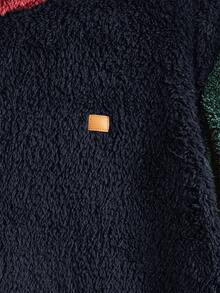 EASEVO Men's Casual Plus Size Long Sleeve Hooded Top, Double-Sided Fleece, Multi-Color Patchwork, Solid Halloween Winter Party Autumn - Multicolor - View 3