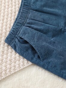 SHEIN 兒童小男孩學院風刺繡標誌立領長袖襯衫/長褲套裝 - 彩色 - 查看 6