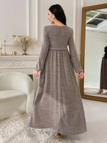 Al Najma Women's Elegant Commute Arabian Dress - Khaki - View 2