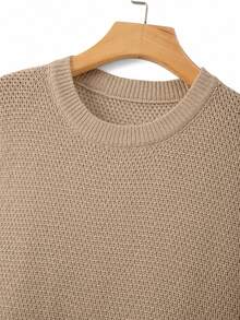 Manfinity Homme Men's Solid Color Crew Neck Casual Versatile Knit Vest - Khaki - View 4