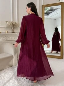 Yasmyna Women's Elegant Floral Embroidered Arabian Dress - Purple - View 2