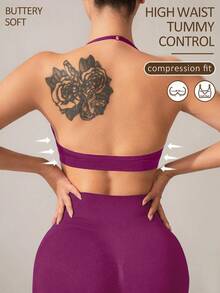 Slayform Slayform Women's Sports Bra (Seamless Black) - Red Violet - View 2