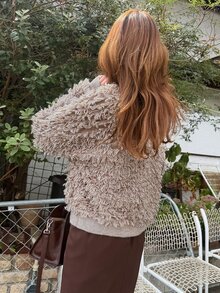 FRIFUL Women's Autumn Special Knit Tie-Front Sweater - Apricot - View 2