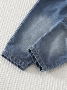 Cozy Pixies 男嬰恐龍拼接刺繡衛衣與牛仔褲2件套，黑色圓領恐龍拼接刺繡衛衣與牛仔長褲，親膚柔軟面料，可愛休閒風格嬰兒套裝，適合春秋日常穿著與居家穿著，小眾設計嬰兒套裝 - 彩色 - 查看 7