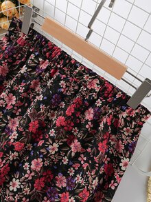 SHEIN LUNE 大尺碼女款花卉荷葉邊裙，情人節、波希米亞休閒、波希米亞音樂節、夏季、優雅約會之夜正式度假黑色 - 彩色 - 查看 3