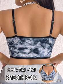 SHEIN 1pc Plus Size Tie-Dye Print Bra - Multicolor - View 2