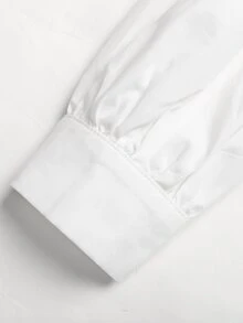 SHEIN 青少年女孩 2合1 黑色長袖襯衫領連身裙附領結，學院風制服返校穿搭 - 黑色 - 查看 5