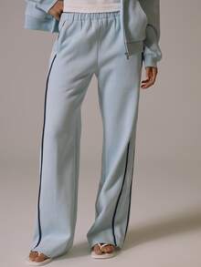 Musera Sport Celana Jogger dengan Pinggang Elastis dan Detail Lis Kontras, Potongan Longgar, dan Kaki Lurus, Cocok untuk Musim Dingin, Gugur, Aktivitas, Pilates, Gym, dan Olahraga. - Baby Blue - View 3