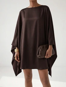 Zivah Plus Size Women Solid Color Casual Party Dress - Brown - View 14