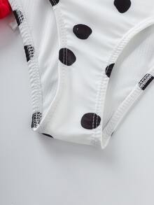 TOM & JERRY X SHEIN Tween Girl Polka Dot Closure Bikini Top And Triangle Bottom Two-Piece Swimsuit Set With Mini Skirt - Multicolor - View 8