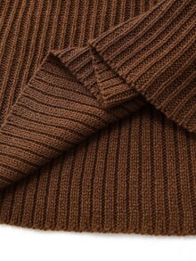 Zayélia Sweater Kerah Tegak Kasual Wanita dengan Dekorasi Bunga 3D, Musim Gugur/Dingin - Coklat - View 7