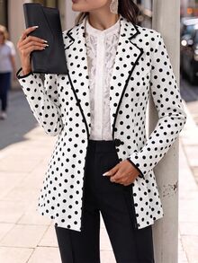 Editum Blazer Wanita Elegan Motif Polkadot untuk Perjalanan Sehari-hari - MultiWarna - View 4