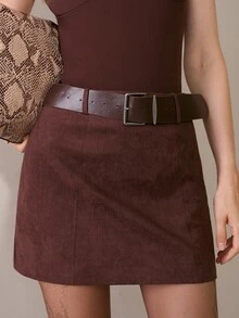 MOTF PREMIUM Rok Mini Suedette Vintage - Coklat - View 1