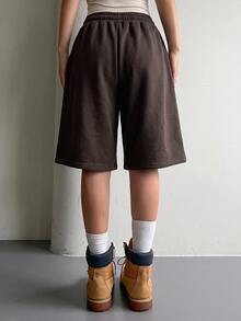 DAZY Women's Casual Versatile Elastic Drawstring Shorts - Brown - View 6