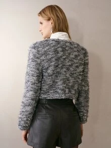 MOTF PREMIUM JAKET PENDEK WANITA DARI CAMPURAN BENANG YANG DICELUP - Grey - View 7
