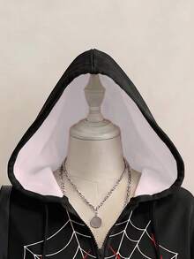 SHEIN EZwear 女款蜘蛛圖案休閒日常運動衫 - 黑色 - 查看 6