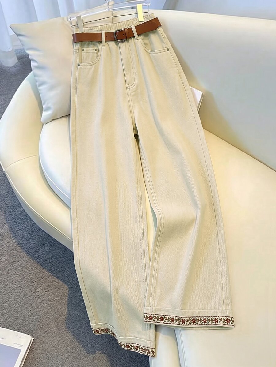 GlowEve CURVE Plus Size Women's Pocket Wide Leg Loose Casual Denim Jeans