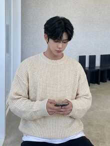 DAZY Men's Solid Color Casual Versatile Daily Wear Long Sleeve Sweater - Apricot - View 7