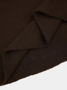Sweetra CURVE Sweater Pullover Kancing Longgar Pendek untuk Wanita Ukuran Plus, Musim Gugur/Dingin - Coffee Brown - View 8