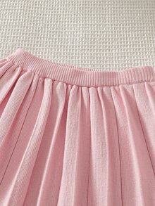 SHEIN 女童冬季可愛3D蝴蝶結針織毛衣與百褶裙兩件套，柔軟舒適面料，保暖親膚，甜美優雅，適合上學、日常穿著、旅行與派對，高品質精緻面料，百搭實用 - 白色 - 查看 6