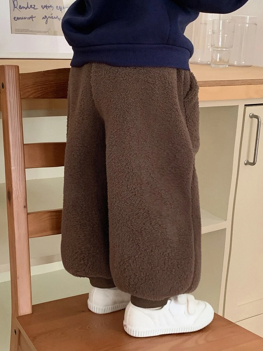 DAZY Baby Girl Solid Color Casual Versatile Daily Wear Jogger Pants - Coffee Brown - View 1