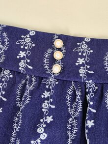 Modelyn Autumn/Winter Elegant Waist-Cinching Versatile Casual Button Patchwork A-Line Embossed Pleated Plus Size Women's Skirt - Multicolor - View 5