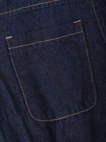 GlowEve CURVE Plus Size Autumn Casual Cinched Waist Denim Dress - Dark Wash - View 6