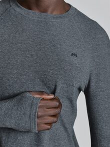 Musero Sport Long Sleeve Soft Active Crew Neck Top Muscle Fit Spring Summer Sports Activewear - Dark Grey - View 6