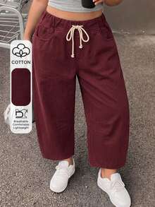 SHEIN MOD Plus Size Casual Loose Curved Leg Jeans - Red - View 1