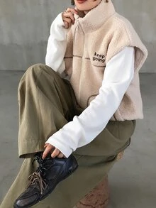 FRIFUL Women's Casual Warm Vest Jacket, Autumn/Winter - Khaki - View 7