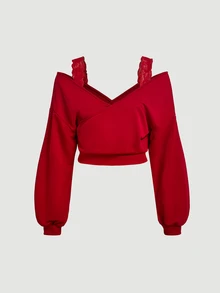 SHEIN MOD 大尺碼女款休閒日常運動衫 - 紅色 - 查看 1