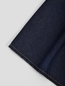 GlowEve CURVE Plus Size Autumn Casual Cinched Waist Denim Dress - Dark Wash - View 4