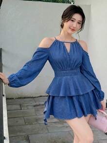 Celisse Women's Pleated Casual Daily Summer Denim Dress - Blue - View 5